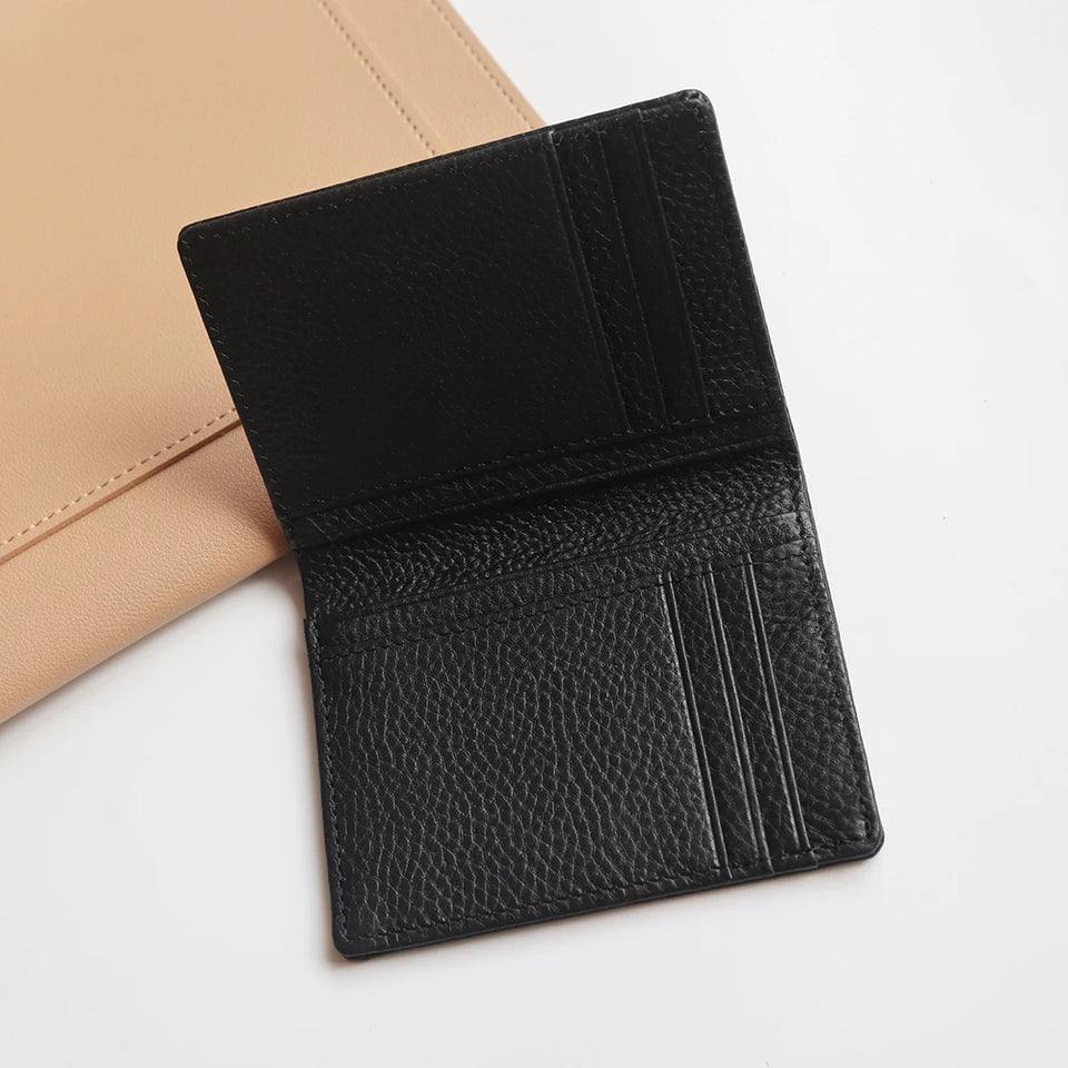 Custom Engraved Leather Card Holder - Personalized Business Wallet for Men