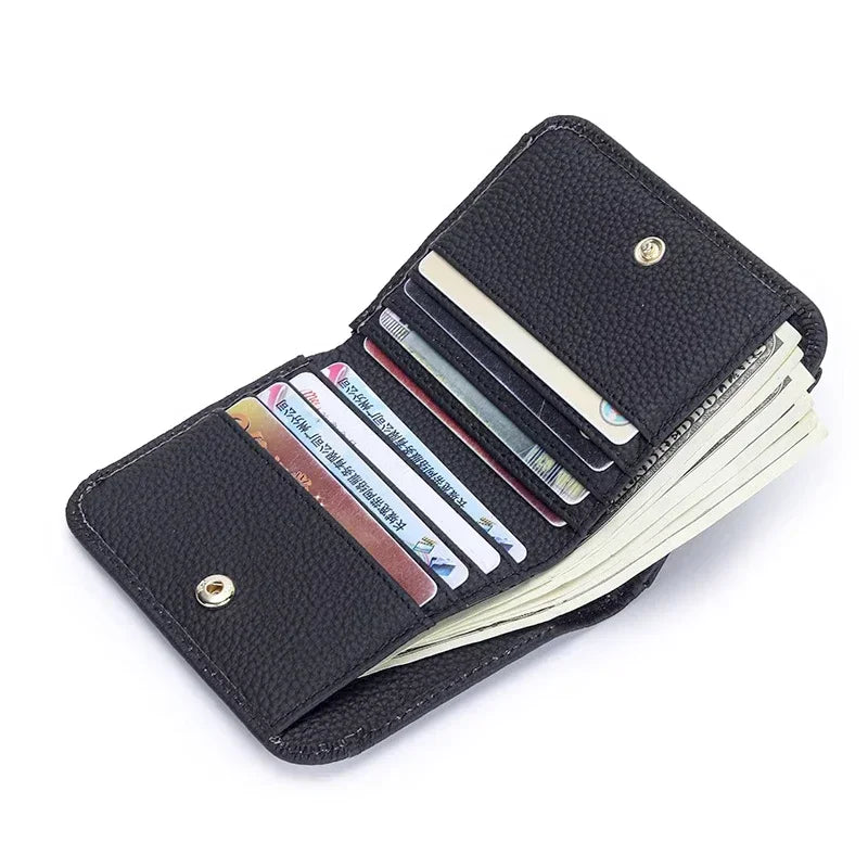 Women's Leather Wallet - Small Folding Purse with Multiple Compartments
