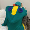 Loose Fit Frog Hoodie - Men's Plus Size Korean Style Fleece Lined Pullover