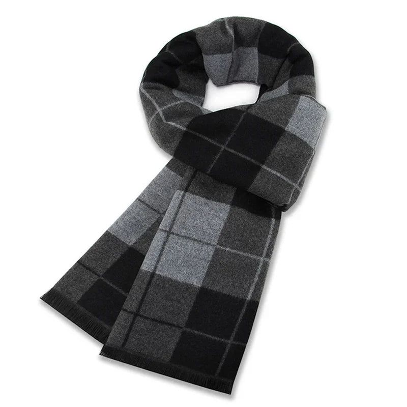 Luxury Men's Cashmere Scarf - Winter Wool Plaid Muffler Perfect for Gifts