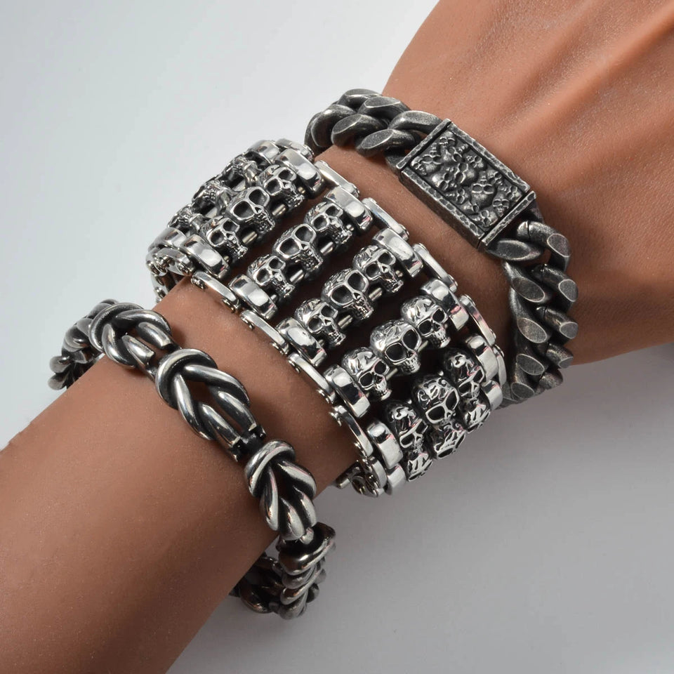 Gothic Punk Skull Bracelet - Trendy Stainless-Steel Bangle