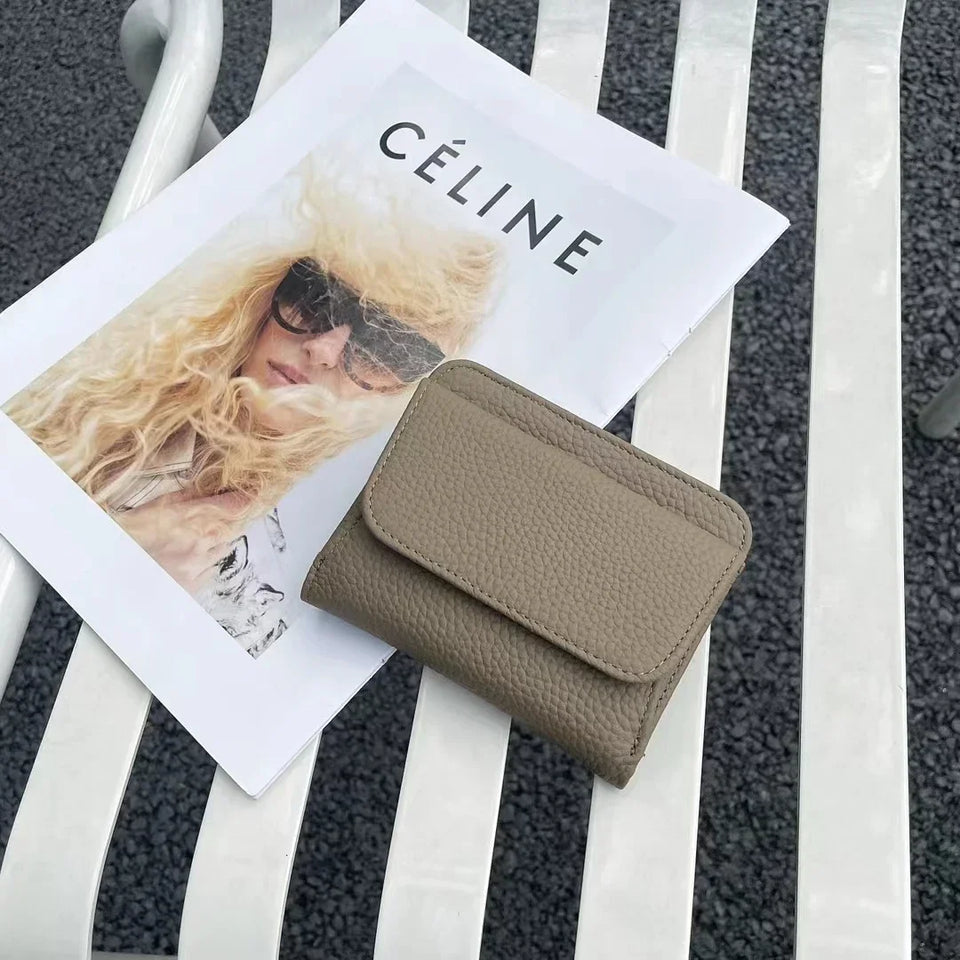 Women's Leather Wallet - Small Folding Purse with Multiple Compartments