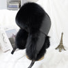Men's Luxury Fox Fur Hat - 100% Sheepskin Ushanka with Ear Flaps