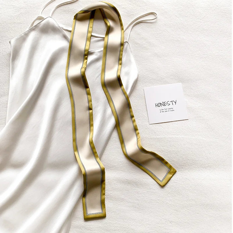 Satin Ribbon Neckerchief for Women - 6x115cm Long Silk-Style