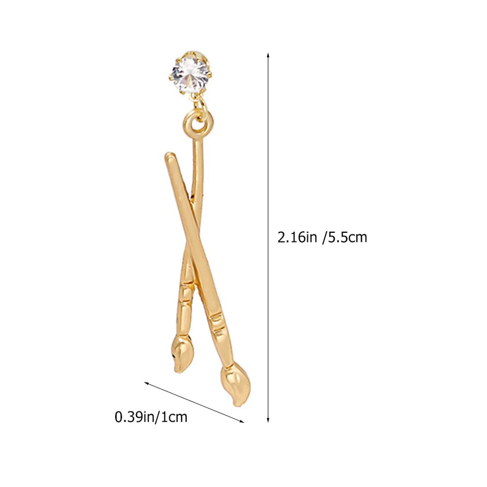 Unique Artist Palette Drop Earrings - Painter Brush Design for Creative Professionals