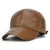 Adjustable Men's Genuine Cowhide Leather Baseball Cap - Fall Winter Sports Hat