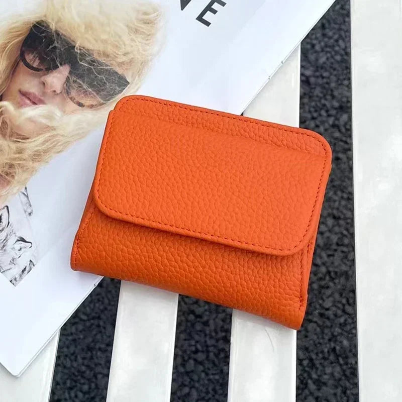 Women's Leather Wallet - Small Folding Purse with Multiple Compartments