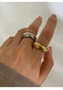 Unisex Minimalist Wide Band Rings - Gold Silver Plated Stainless Steel