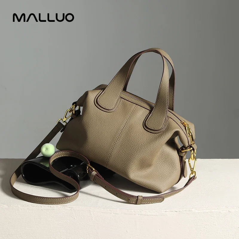 Women's Natural Leather Crossbody Bag - Premium Cowhide Large Capacity Design