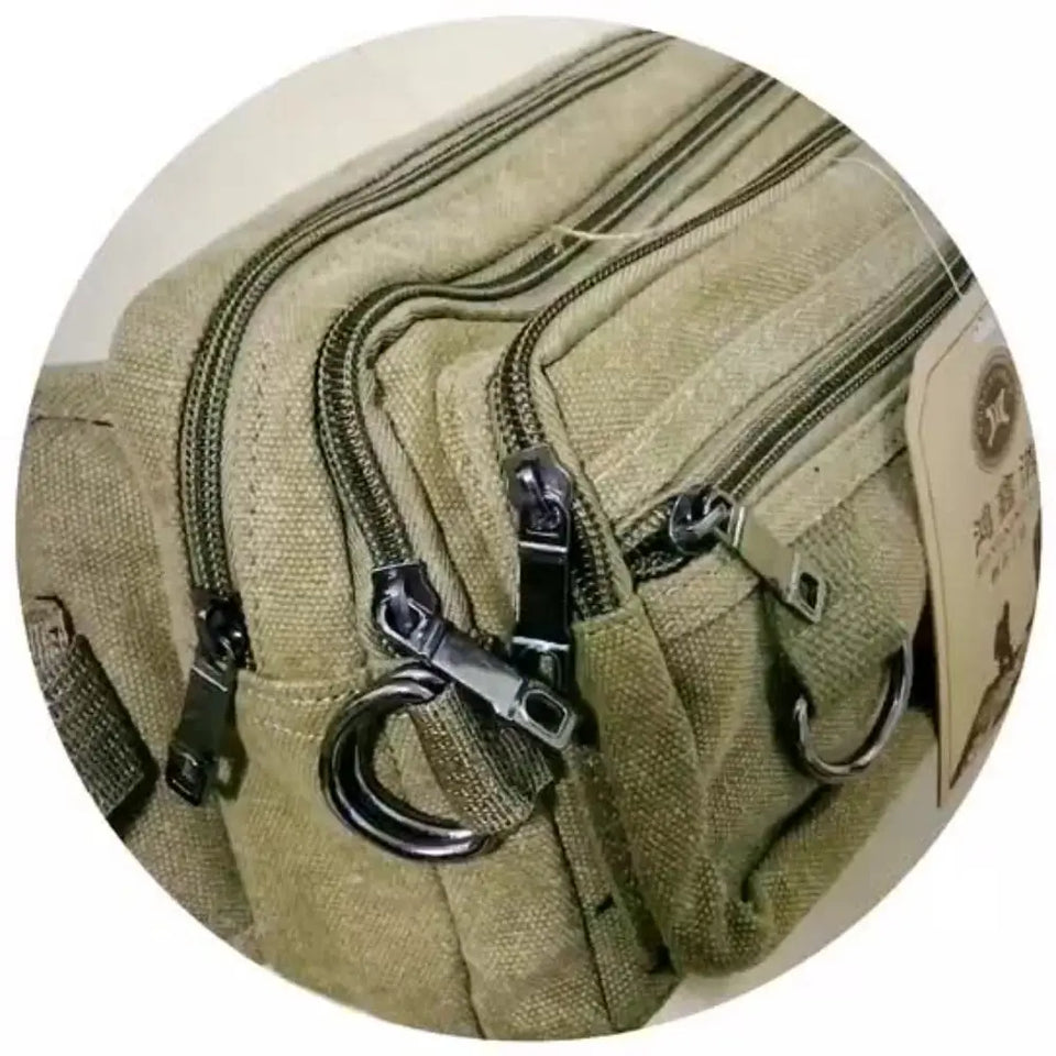 4-Layer Canvas Waist Pack - Large Capacity Multi-Functional Belt Bag with Phone Pocket