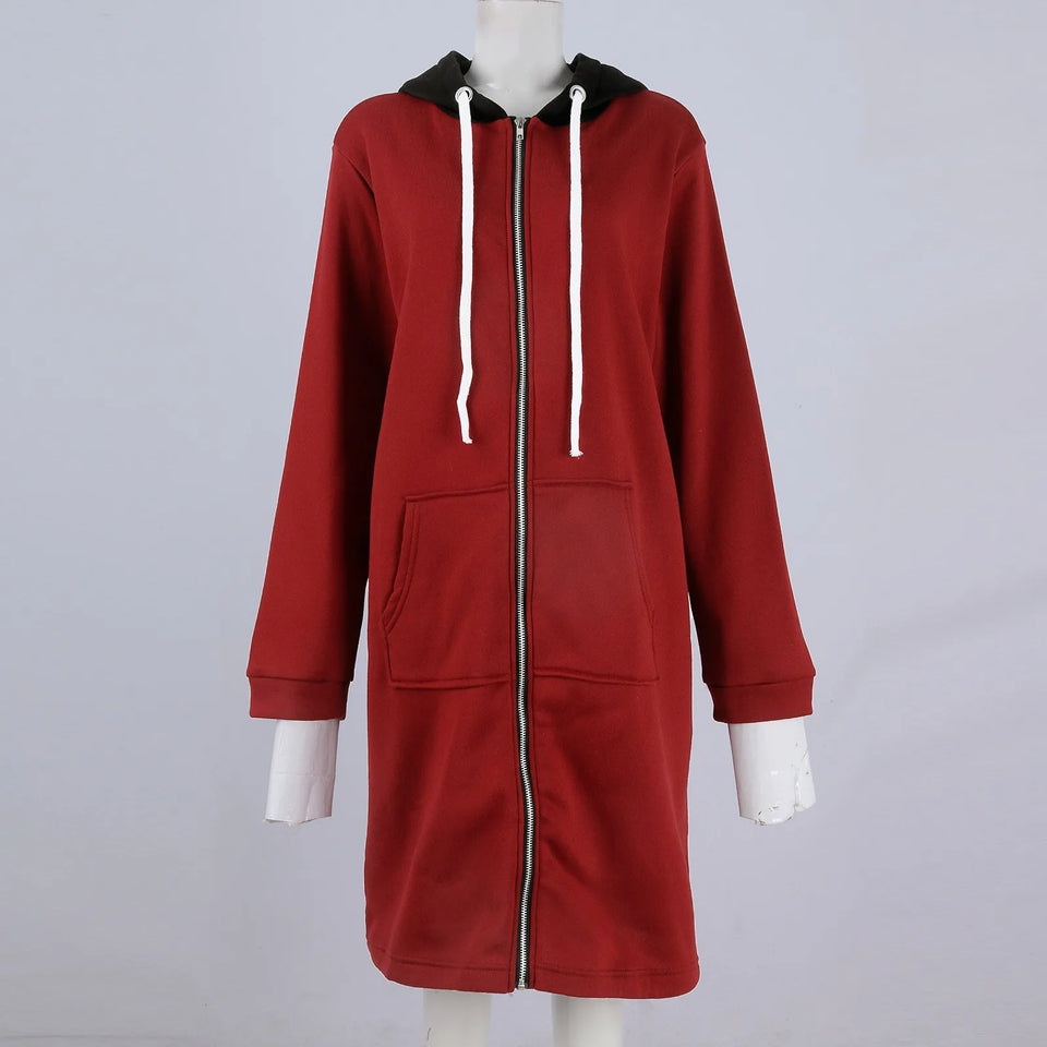 Y2K Long Sleeve Hoodie for Women - Versatile Color Block Zip Sweatshirt