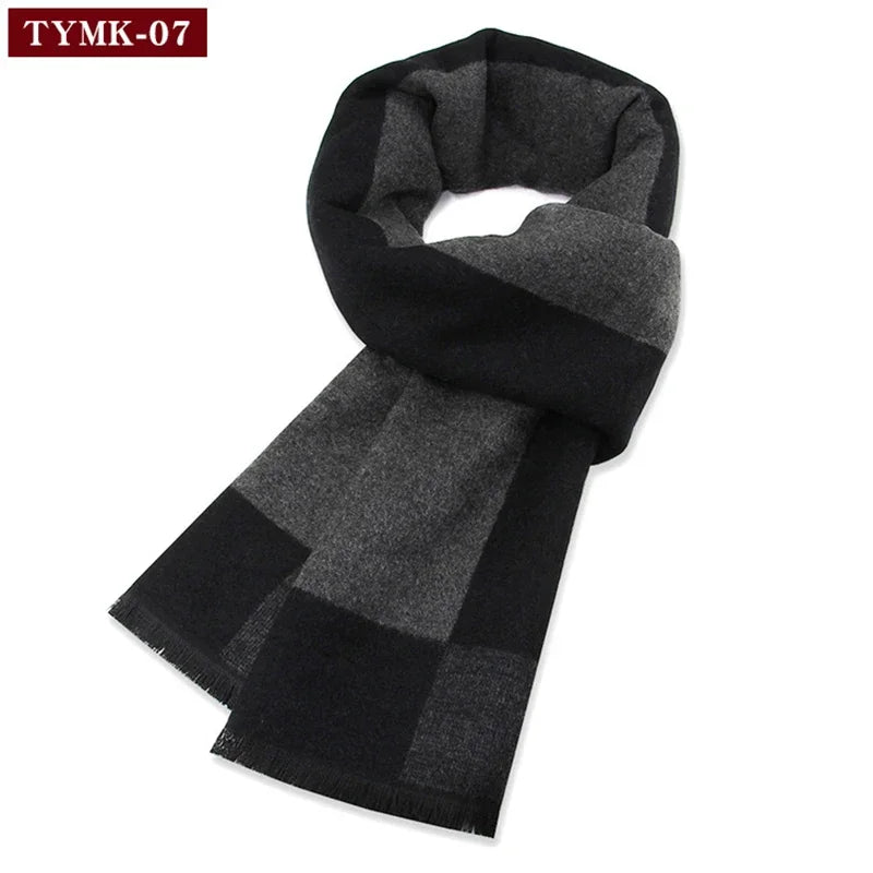 Luxury Men's Cashmere Scarf - Winter Wool Plaid Muffler Perfect for Gifts