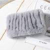 Real Rex Rabbit Fur Scarf - Women's Handmade Knit Cowl & Headband for Winter