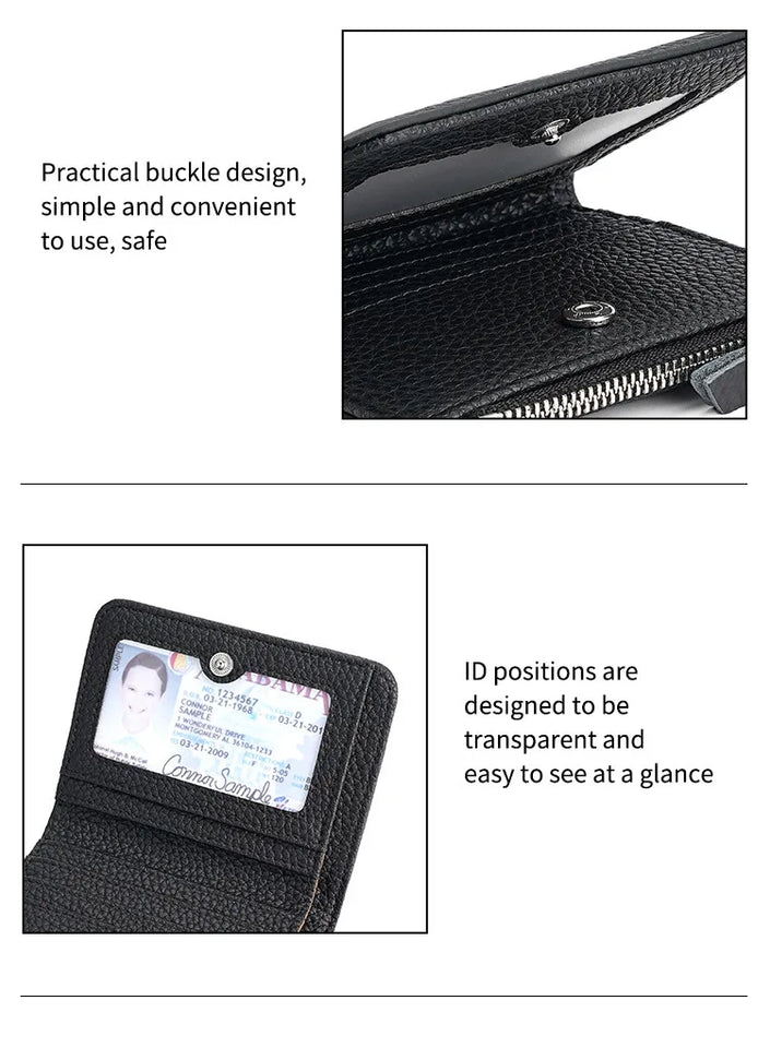 RFID Blocking Women's Leather Wallet - Compact Multi-Card Bifold Purse