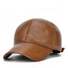 Adjustable Men's Genuine Cowhide Leather Baseball Cap - Fall Winter Sports Hat
