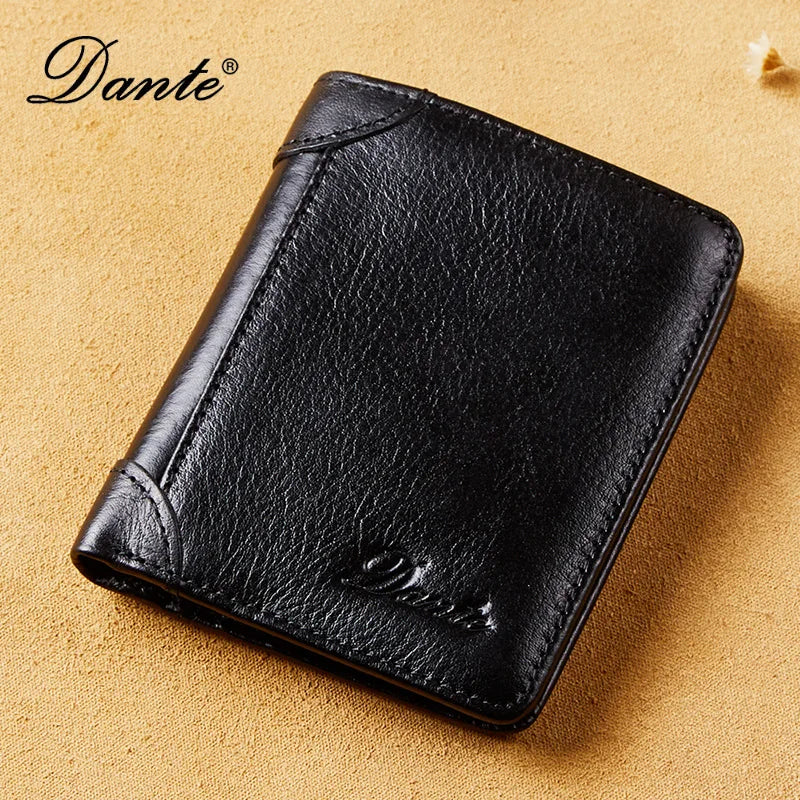Dante Men's Leather RFID Wallet - Vintage Cowhide Vertical Design with Money Clip