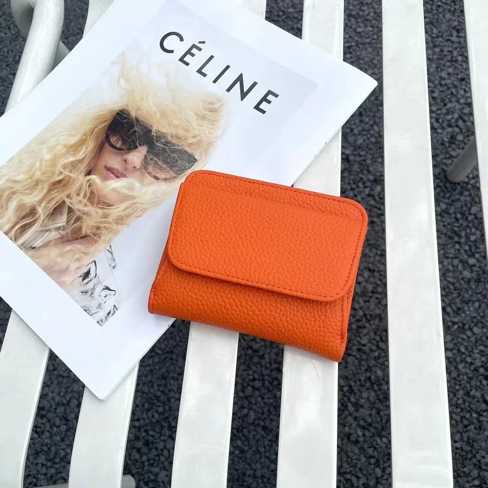 Women's Leather Wallet - Small Folding Purse with Multiple Compartments