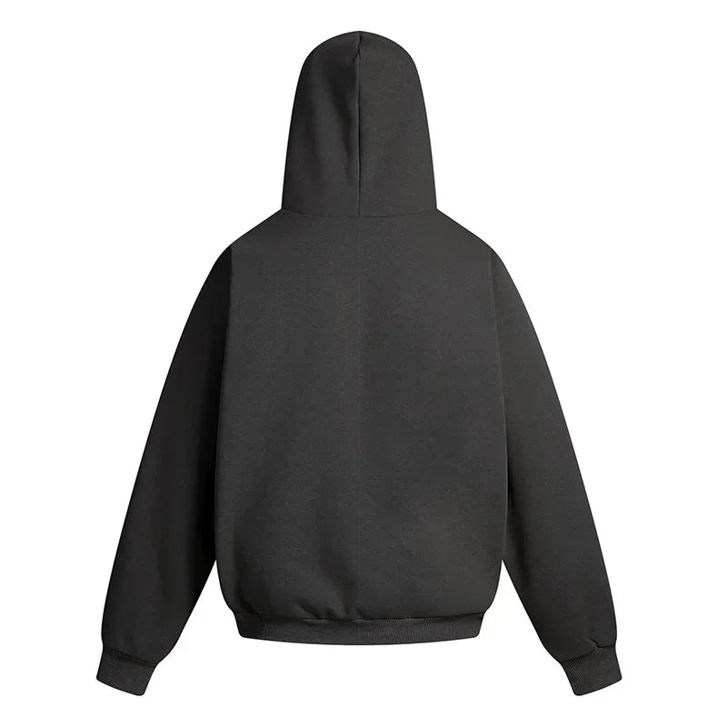 Wide Style Cotton Hoodie - Heavy Double Layer Unisex Zipper Coat