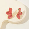 Statement Metal Flower Earrings - Women's Cream & Gold-Plated Fashion Studs
