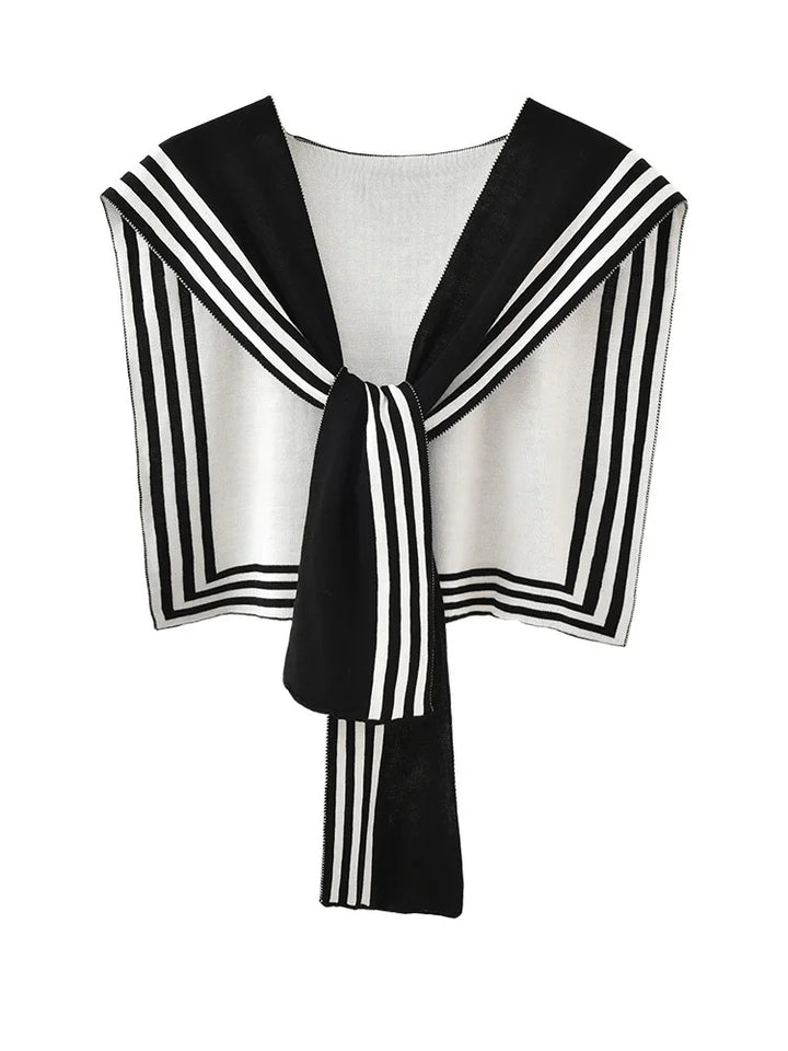 Women's Cotton Paisley Stole - Small Square Shawl with Striped Accents