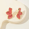 Statement Metal Flower Earrings - Women's Cream & Gold-Plated Fashion Studs