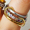 Multi-Layer Stacking Rings Set - Stainless Steel Dual Color Zircon Jewelry
