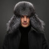 Men's Luxury Fox Fur Hat - 100% Sheepskin Ushanka with Ear Flaps