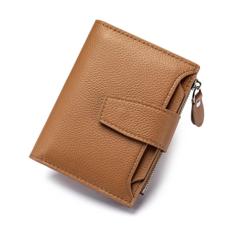 Large Capacity Women's RFID Wallet - Leather Bifold with Coin Pocket & ID Windows