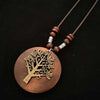 Retro Wooden Leaf Owl Necklace - Women's Long Chain with Clock Pendant Jewelry