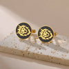 Engraved Lion King Cufflinks - Norse Viking Stainless Steel