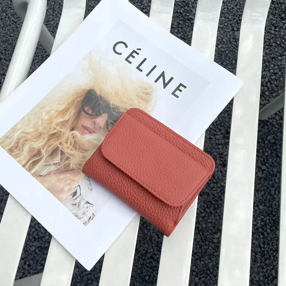 Women's Leather Wallet - Small Folding Purse with Multiple Compartments