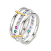 Multi-Layer Stacking Rings Set - Stainless Steel Dual Color Zircon Jewelry