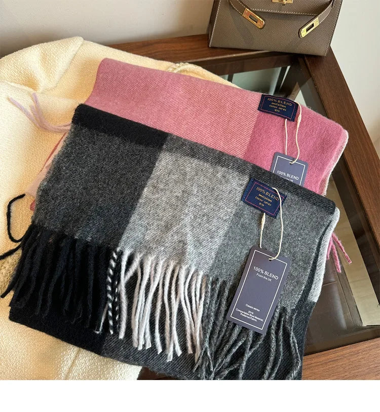 Classic Plaid Cashmere Scarf - Warm Winter Scarf for Men & Women