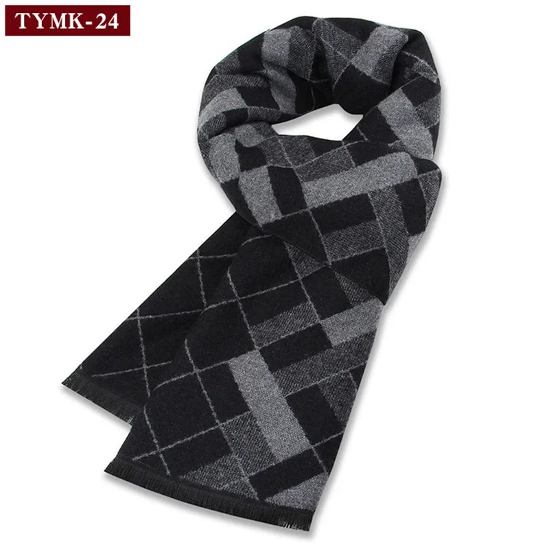Luxury Men's Cashmere Scarf - Winter Wool Plaid Muffler Perfect for Gifts