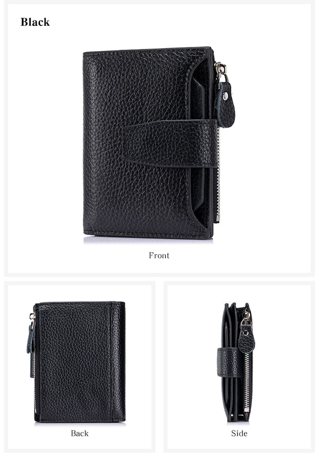 Large Capacity Women's RFID Wallet - Leather Bifold with Coin Pocket & ID Windows