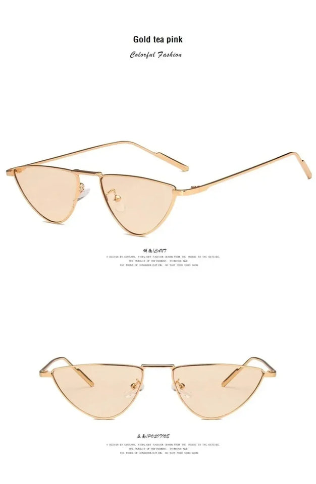 Women's Cat Eye Sunglasses - Luxury Metal Triangle Design with UV400 Protection