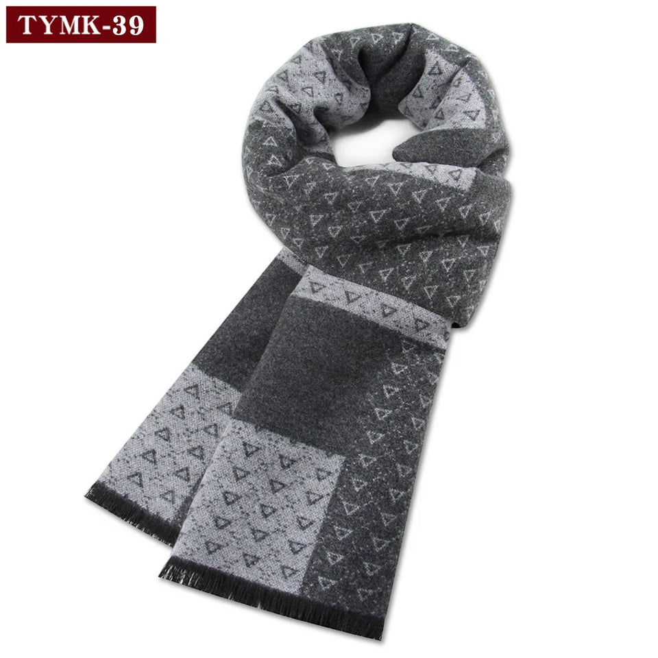 Luxury Men's Cashmere Scarf - Winter Wool Plaid Muffler Perfect for Gifts