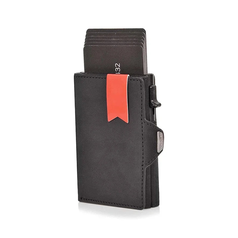 RFID Pop-Up Card Case - Leather Wallet with Multiple Compartments for Men & Women