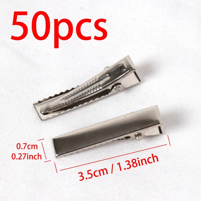 50Pcs Metal Alligator Hair Clips - Duckbill Blank Base for DIY Hair Accessories
