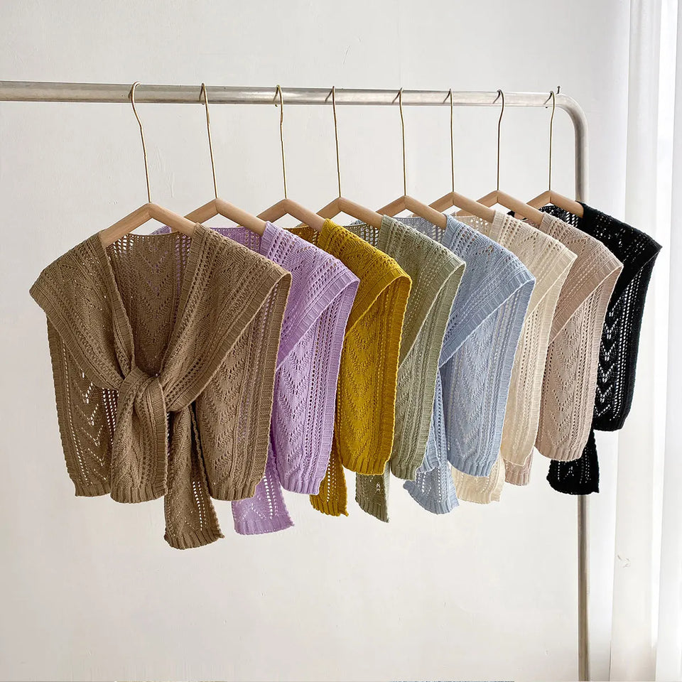 Korean Style Knitted Shawl - Summer Air Conditioning Neck Cape for Women