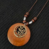 Retro Wooden Leaf Owl Necklace - Women's Long Chain with Clock Pendant Jewelry