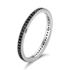 Double Circle Sterling Silver Ring - Black Clear CZ Stackable Women's Fine Jewelry
