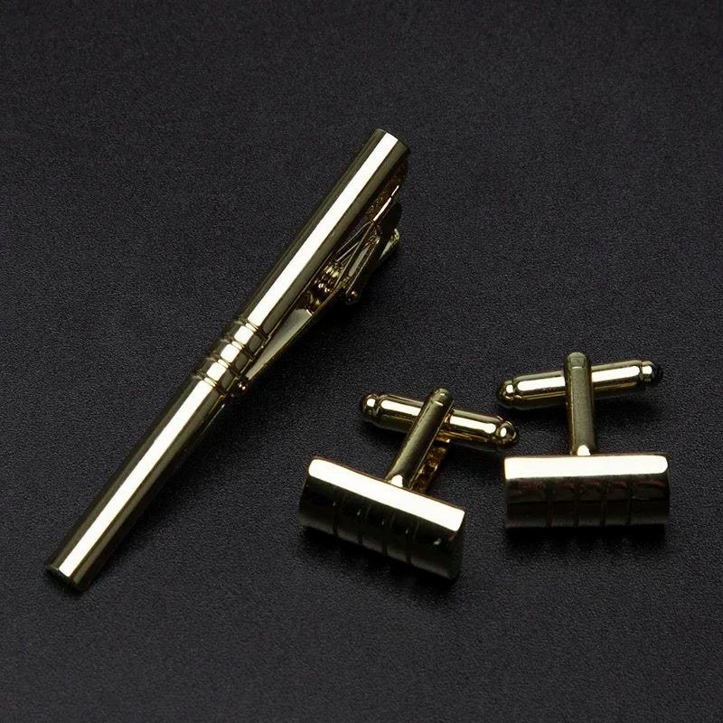 Men's Classic Cufflinks & Tie Clip Set - Luxury Fashion Jewelry Gift