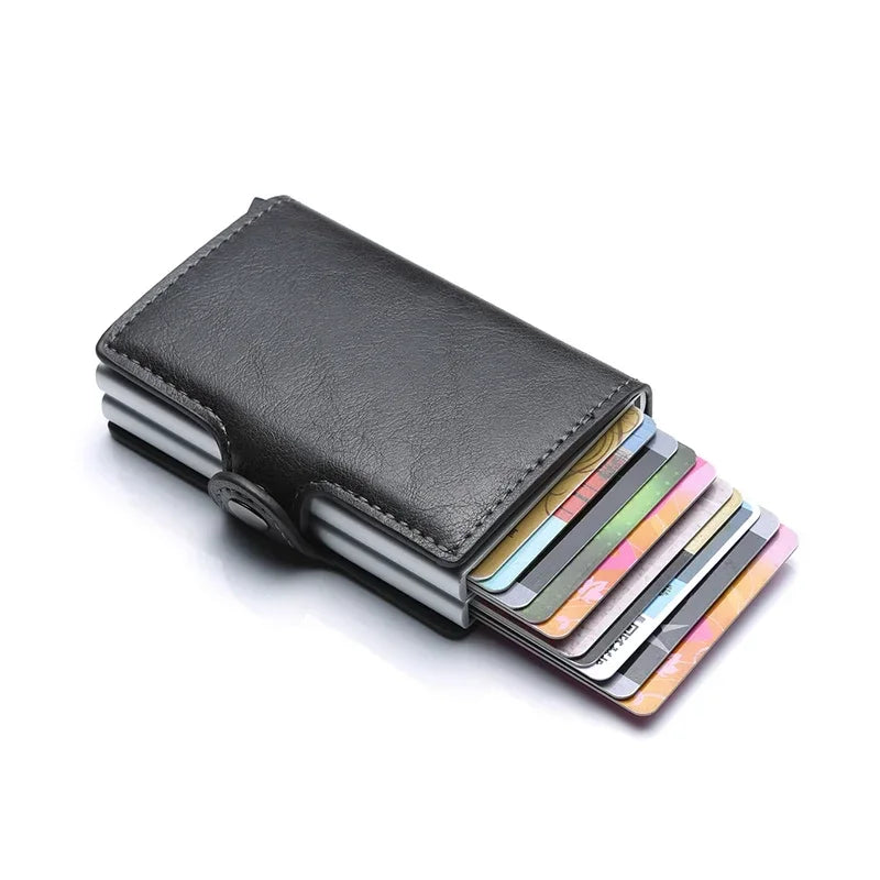 RFID Blocking Men's Card Holder - Secure Aluminum Wallet with Leather Cover