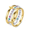 Multi-Layer Stacking Rings Set - Stainless Steel Dual Color Zircon Jewelry