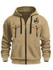 Men's Fitted Snake Print Hoodie - Casual Outdoor Sportswear with Zipper Design