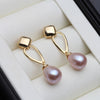 Cultured Pearl Drop Earrings - Gold Plated White Pearl Gift for Mother & Wife
