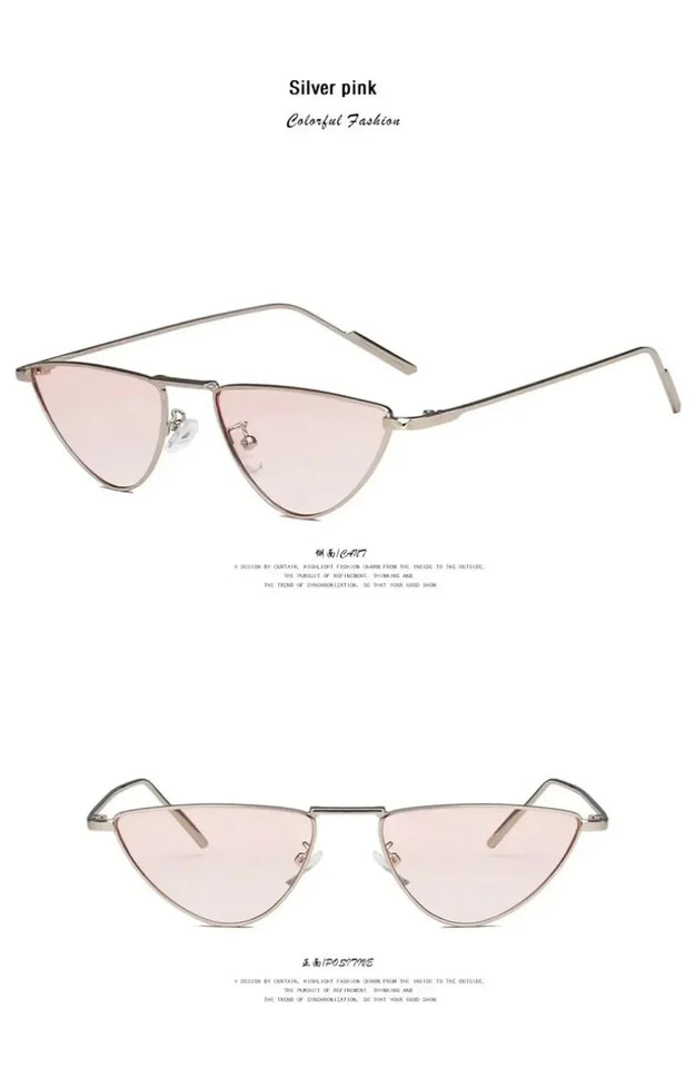 Women's Cat Eye Sunglasses - Luxury Metal Triangle Design with UV400 Protection