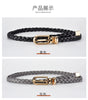 0.8cm Thin Braided PU Leather Belt - Women's Pin Buckle Waistband 110cm