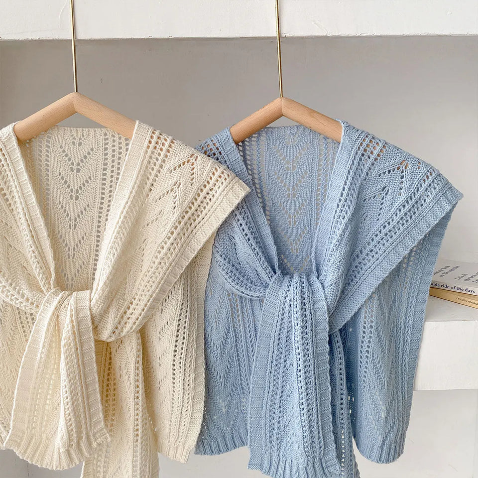 Korean Style Knitted Shawl - Summer Air Conditioning Neck Cape for Women